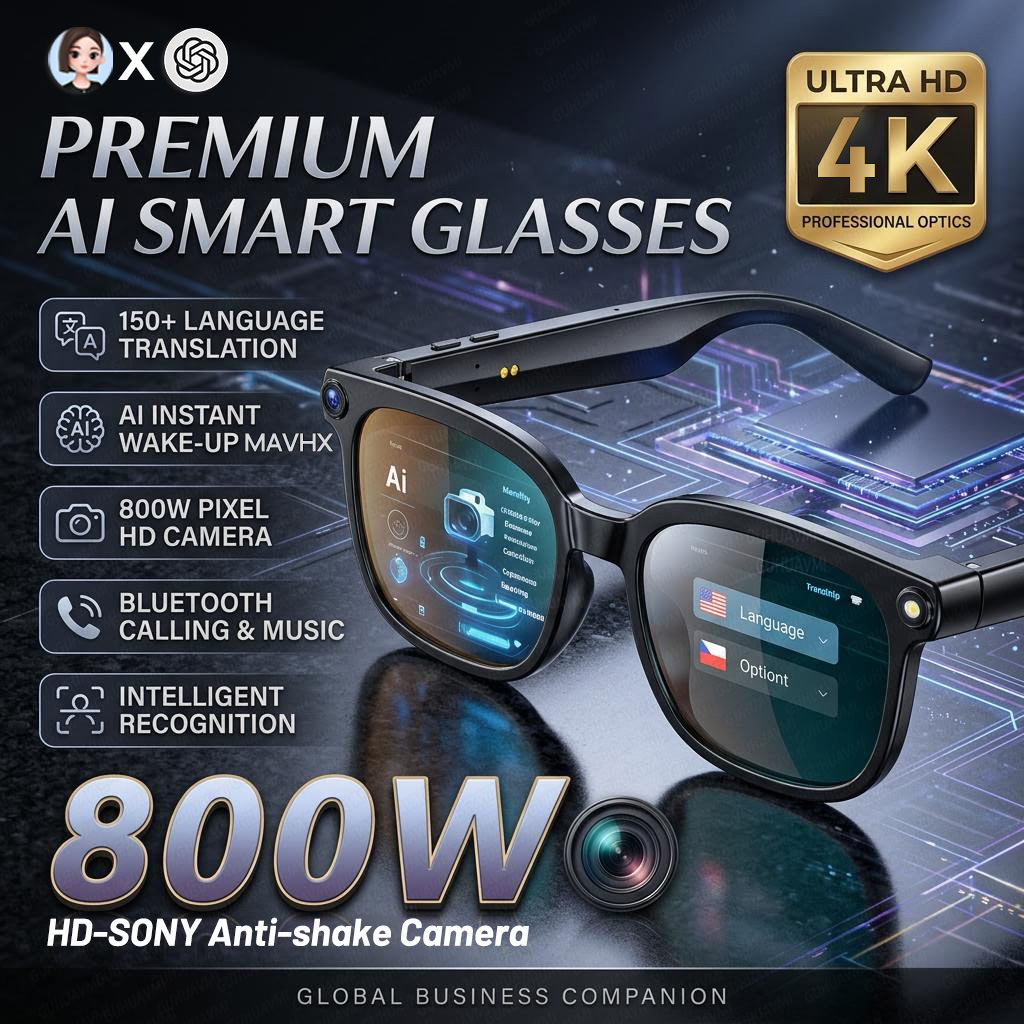 Smart Glasses Lens - 2026年 4K 8MP スマートグラス メンズ HDカメラ