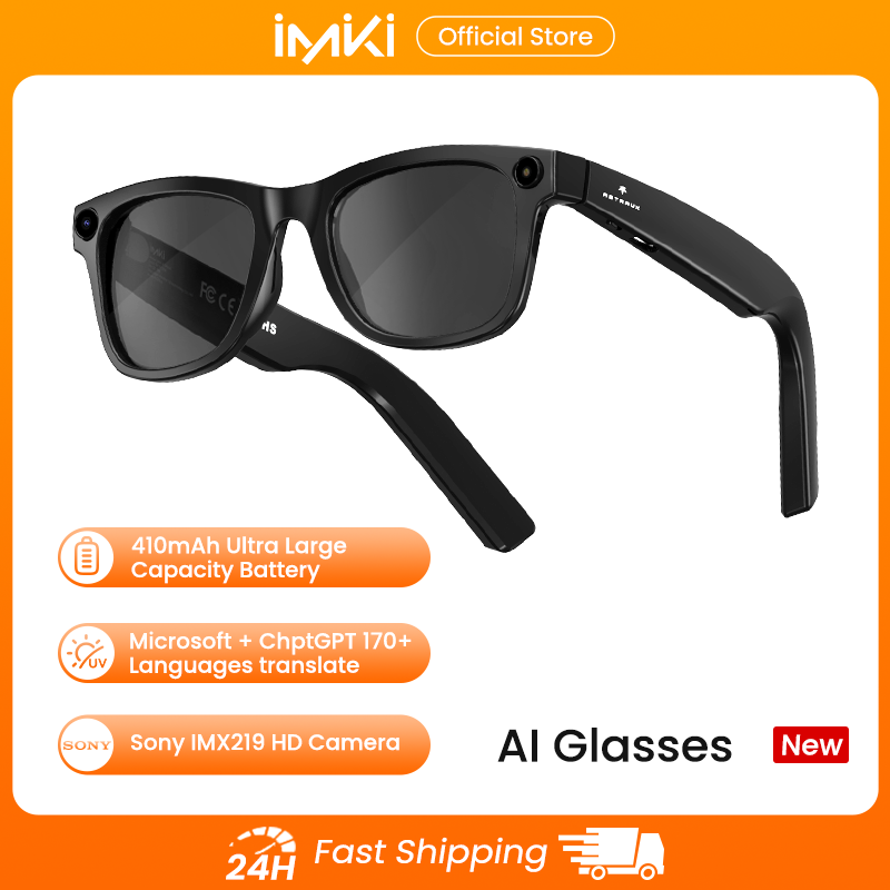 Smart Glasses Lens - IMIKI Aiスマートグラス 4K 800万画素カメラ 音楽再生 ビデオ録画