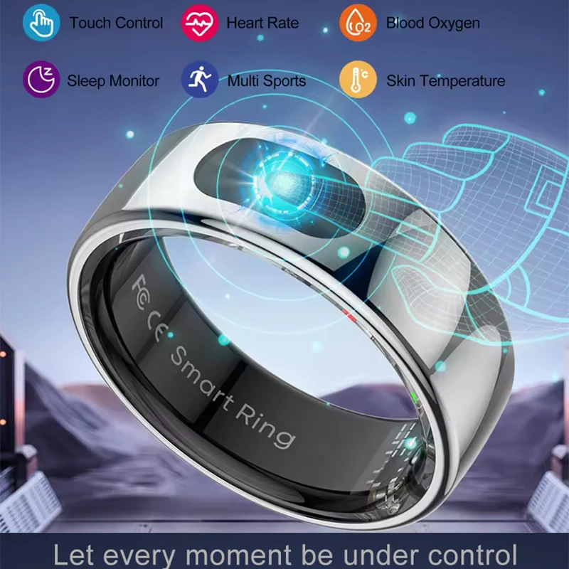 Temperature Ring Skin - スマートリング、皮膚温度測定用充電ケース付き、メッセージコールリマインダー、スポーツ健康睡眠モニター、IP68 5ATM防水