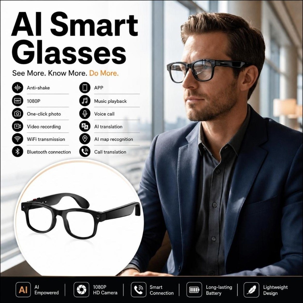 2 in 1 AIスマートグラス HD写真動画音声リアルタイ - Smart Glasses Lens のレビューと価格