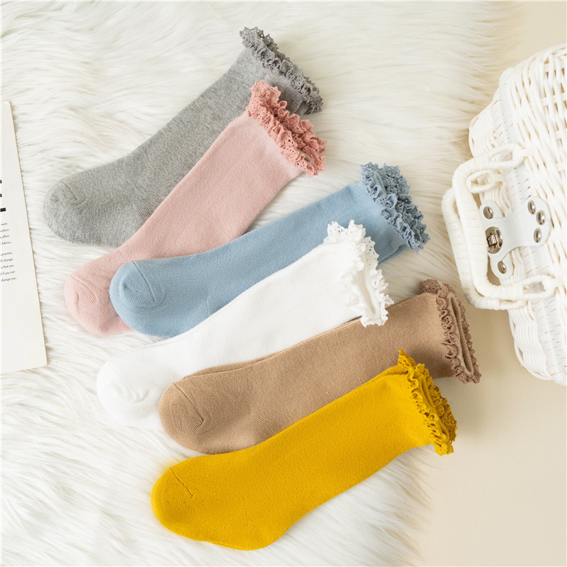 0〜5歳の女の赤ちゃんのための膝丈のレースソックス,フリル, - Baby Sock Oximeter のレビューと価格